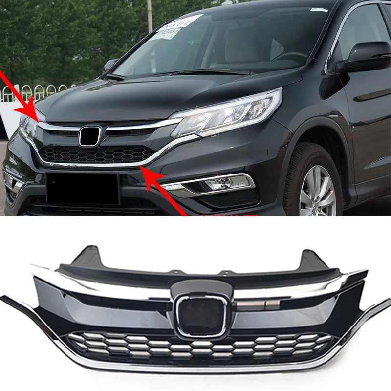 2015-2016 혼다 CR-V CRV 메쉬 글로시 블랙 그릴 프론트 허니컴 그릴 트림 프론트 범퍼 레이싱 그릴 자동차 액세서리