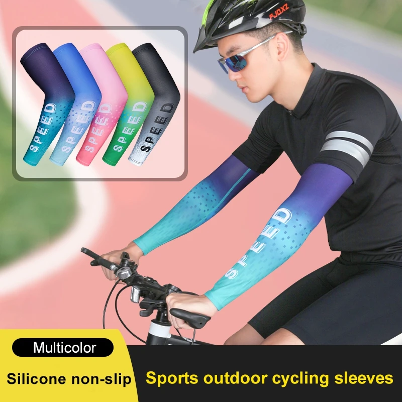 

1 Pair Cycling Arm Sleeve Sports Sunscreen UV Protection Ice Silk Cooling Running Arm Protection Cover Basketball Arm Warmer