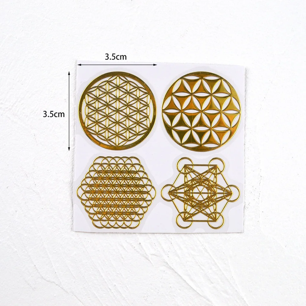 16Pcs/Set Metal Energy Decor Sticker Flower of Life Children's Day Gifts 7 Chakra Copper Energy Tower Orgonite Stickers