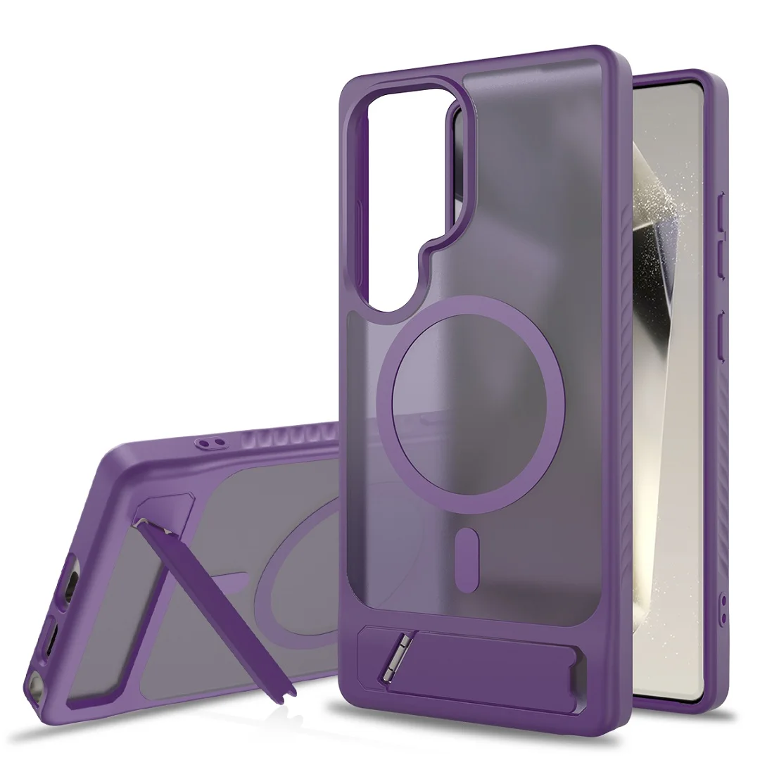 Luxury Magnetic Wireless Charging Kickstand Phone Case with Folding Holder