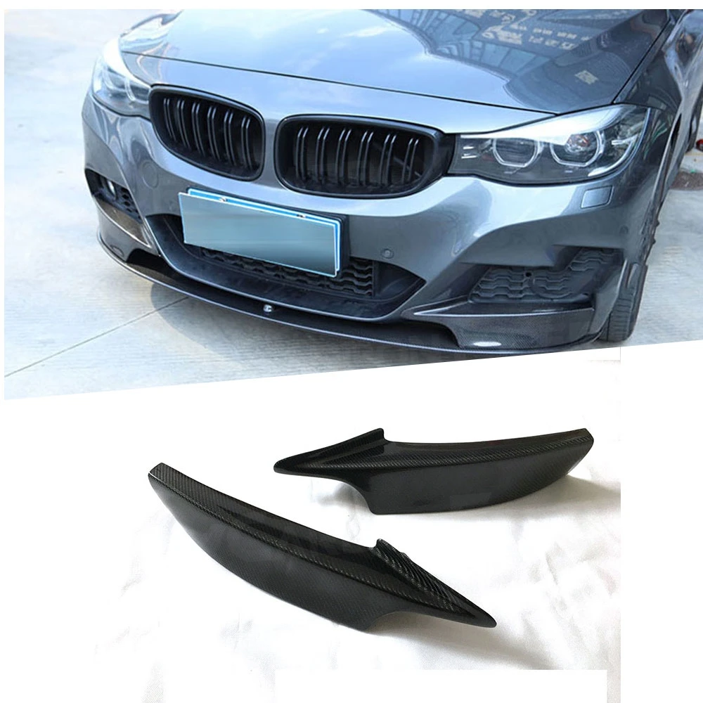 

2PCS Carbon Fiber Front Bumper Lip Splitters Spoiler for BMW 3 Series GT F34 M Sport 2014-2018 Flap Aprons Trim Car Style FRP