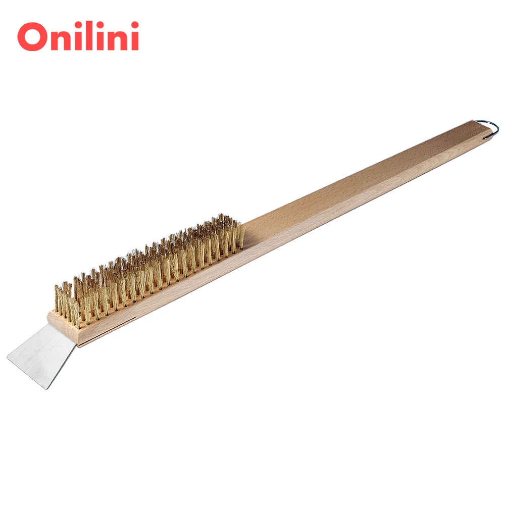 

Onilini Pizza Oven Copper Brush with Scraper Household Grill Brass Cleaning Brush Wood Handle Roccbox Onni Koda Oven Cleaner
