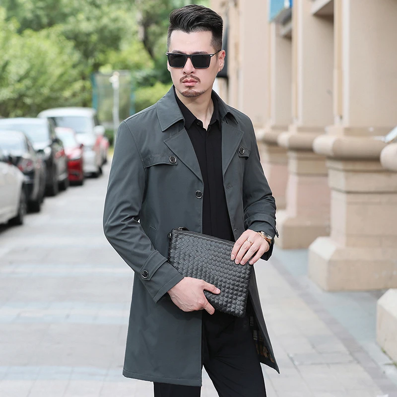 New Spring Autumn Men Fashion Trench Single Breasted Casual Windbreaker England Style Long Trench Male High Quality Jackets