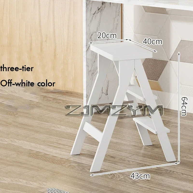 Solid Wood Step Stool Portable Kitchen Folding Stool Indoor Multifunctional Home 3 Step Ladder Folding Steps Ladder Rack folding ladder chair folding step stool telescoping ladder