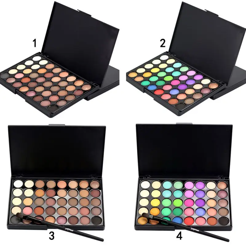 40 Colors Eyeshadow Palette Matte Mineral Pigmented High Texture Shimmer Glitter Eye Shadow Brush
