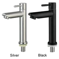 Stainless Steel Single Cold Water Sink Faucet Single Handle Sink Water Tap Deck Mounted Basin Sink Tap for Bathroom Kitchen 2