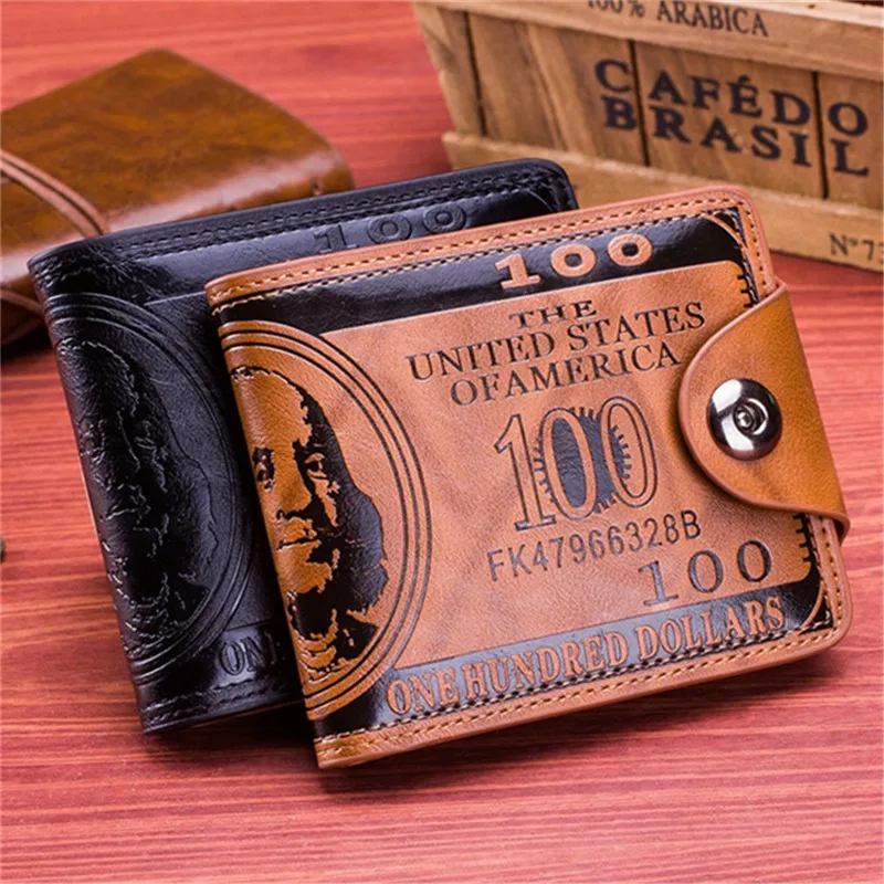 High Quality Faux Leather Mens Wallet Fashion Dollar Price Wallet Casual Clutch Money Purse Bag Credit Card Holder
