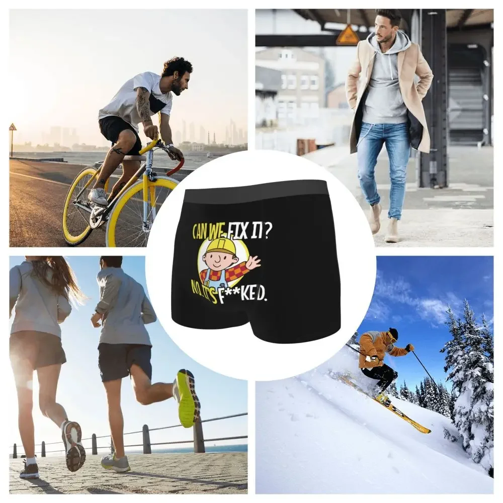 Bob The Builder Men's Underwear Can We Fix It Funny Repair Boxer Shorts Panties Funny Breathable Underpants for Male Plus Size