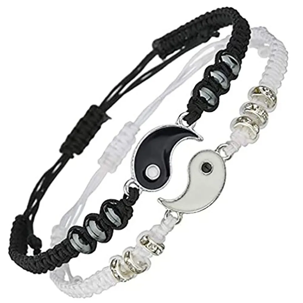 

1/2Pcs Tai Chi Gossip Braided Bracelet for Women Men Best Friends Adjustable Yin Yang Bracelets Fashion Couple Jewelry Gifts