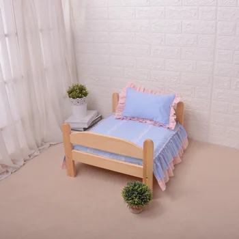 Cute Solid Wood Pet Bed Dog Comfortable Bed Free Full Set of Bedding Pet Supplies Removable and Washable Pet Bed 5