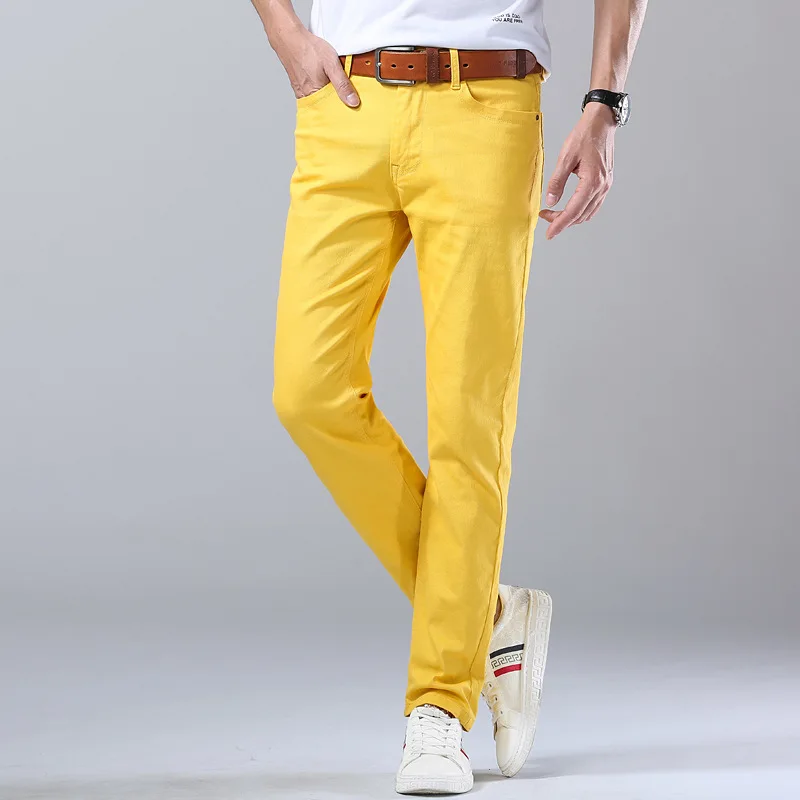 Classic Style Men's Jeans Fashion Business Casual Straight Slim Fit ...