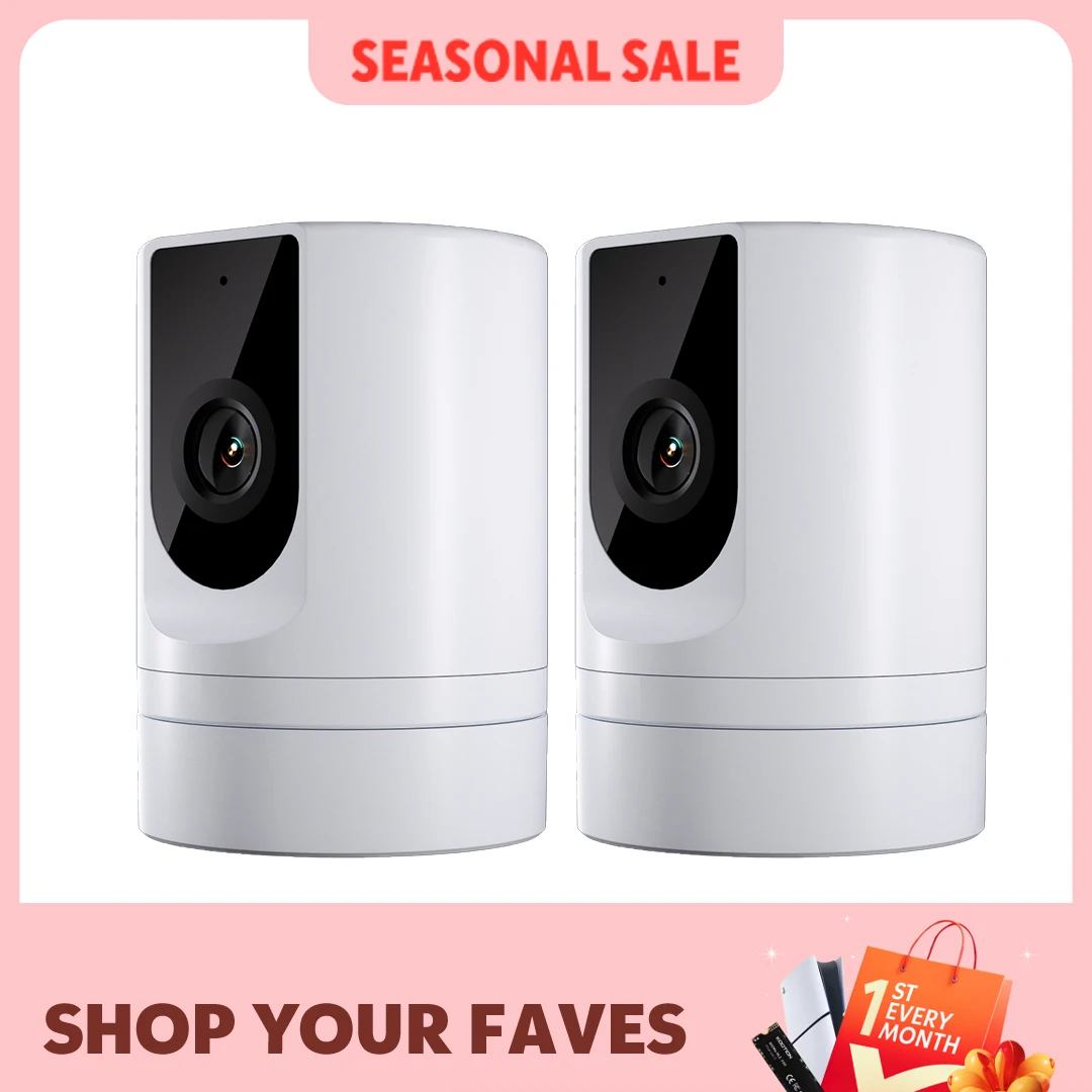2PC Ease Life APP, Security Camera Indoor, 1080P Pet Camera, Pet Camera with Phone App, Foldable Baby Camera for Home Security, 1