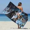Beach Towel Microfiber Sand Free Quick Dry Soft Sandproof Towels Gift for Cartoon Star Mandalorians w-Wars Women Travel Shower 2