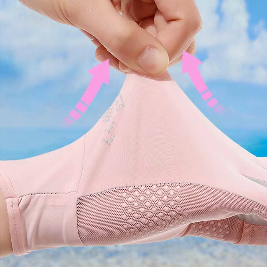 Ice silk sunscreen gloves for summer, thin design, anti slip, driving, cycling, sun protection, UV protection, ice silk, cool an 3