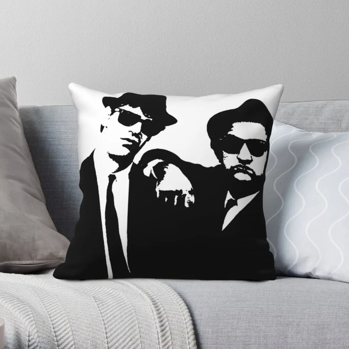 

The Blues Brothers Square Pillowcase Polyester Linen Velvet Printed Zip Decor Pillow Case Bed Cushion Case