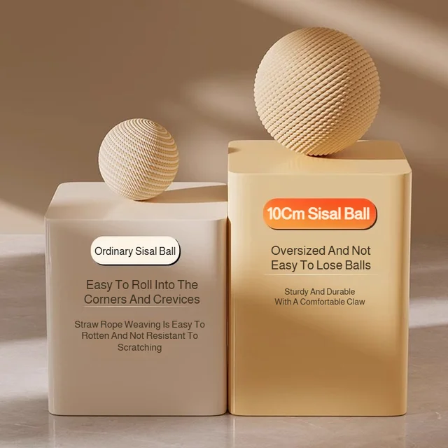 8/10CM Interactive Sisal Cat Scratching Ball Toy For Kitten Teeth Cleaning Anti Bite Cat Ball Sounding Toy Pet Supplies 6