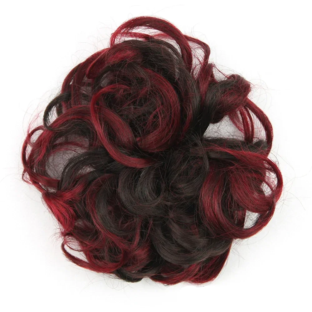 Soowee Synthetic Messy Bun 퍼플 업두 헤어밴드 유연한 스크런치 곱슬머리 헤어피스 시뇽 헤드밴드 스크런치