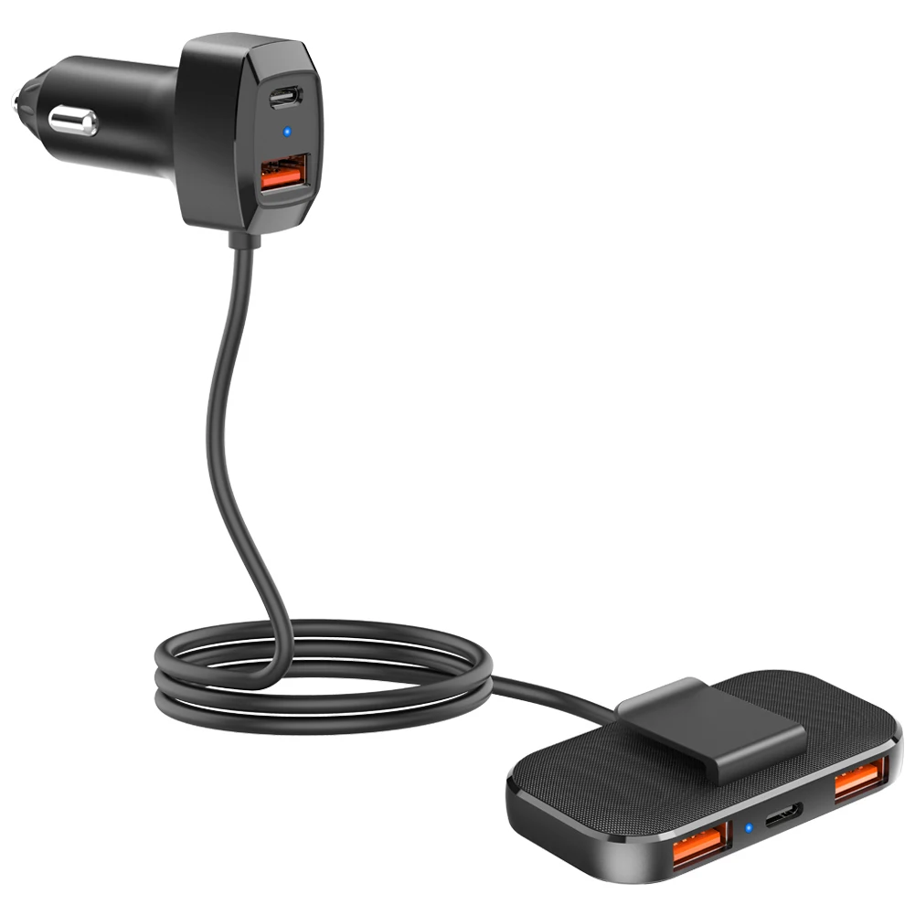 

5 In 1 60W Car Charger Adapter 2 Ports Type-C + 3 USB Fast Charging 5V 3.1A Quickly Charger with Work Indicator Auto Accessories
