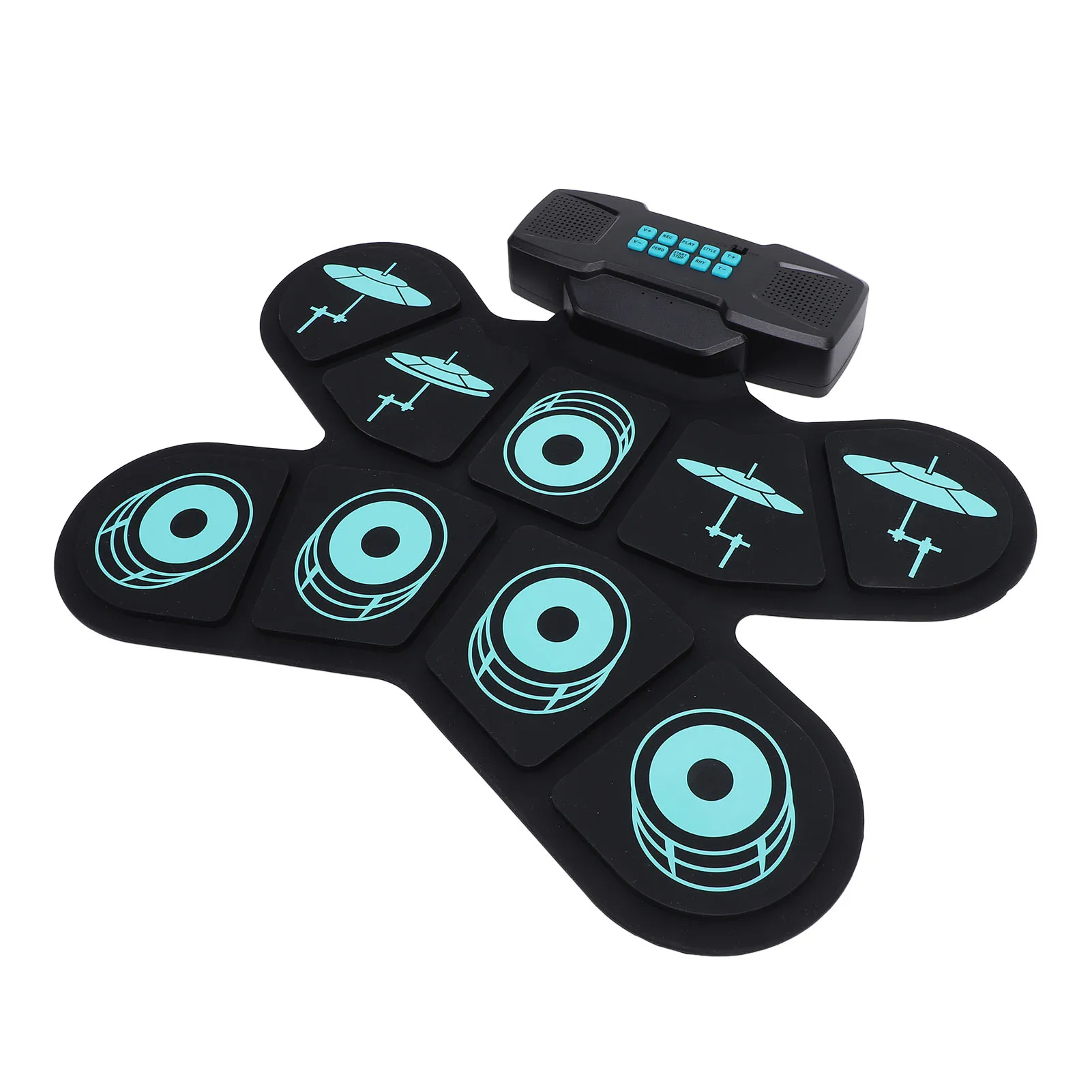 Electric Drum Pad Set Kids 9 Pads Roll Up Practice Tool with Sticks Headphone Jack Speaker Pedals Electric Drum Pad with Sticks