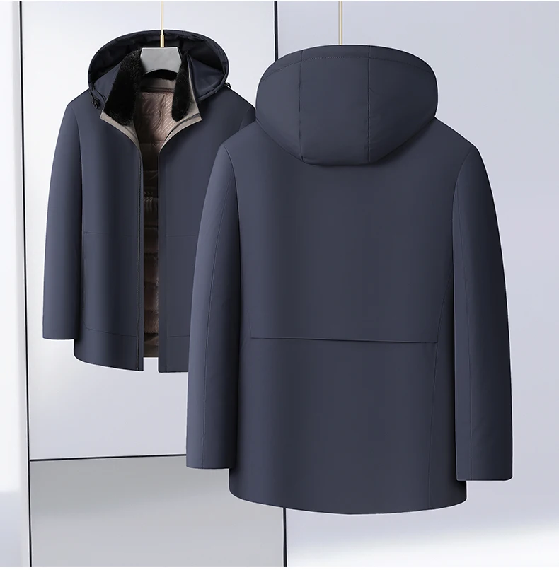 Entendaunenjacken 2025, Winter-Herrenjacke mit abnehmbarem Daunenfutter und Pelzkragen, Puffermantel, winddicht, verdickt, warm, Parka-Kleidung – Detail 11