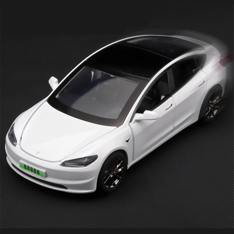 1:32 2024 Model 3 Alloy Car Model Diecast Metal Vehicles Car Model High Simulation Sound and Light Collection Childrens Toy Gift 6