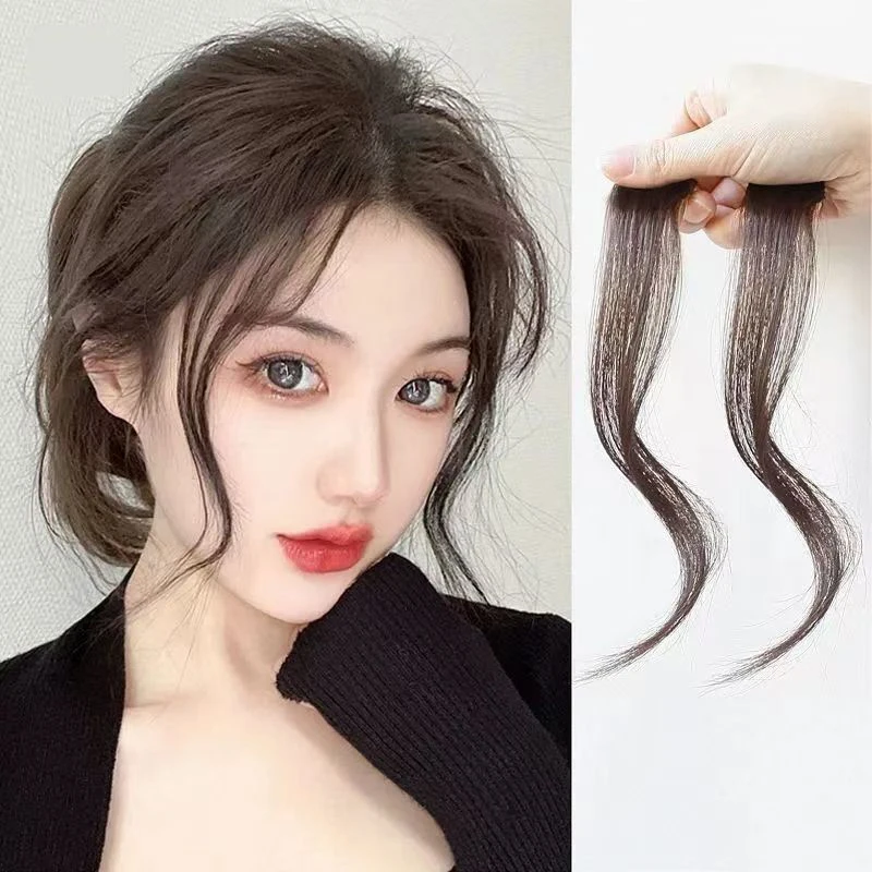 새로운 합성 3D 에어뱅 헤어 클립인뱅 연장 가발 앞머리 자연스러운 가짜 앞머리 헤어피스 보이지 않는 클로저뱅