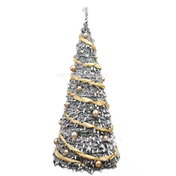 120 to 210cm Foldable Christmas Tree with lights Pop-Up Festive Decoration Home Decor Portable Christmas Tree