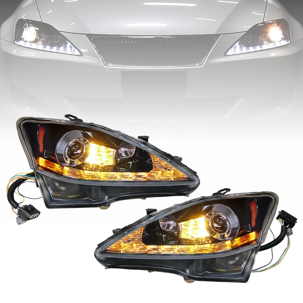 Halogen Headlights Assembly For 2006-2012 Lexus IS250 IS350 LED Projector Headlights LH /RH /Pair Lamps