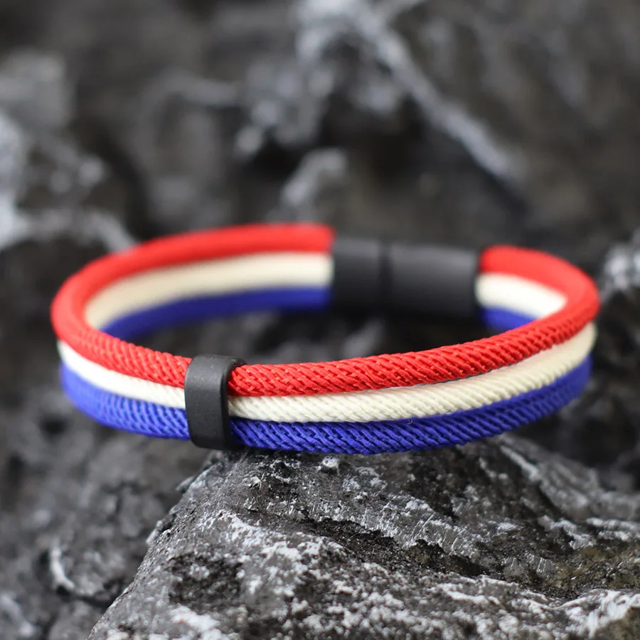 National Flag Color Rope Bracelet for Men and Women