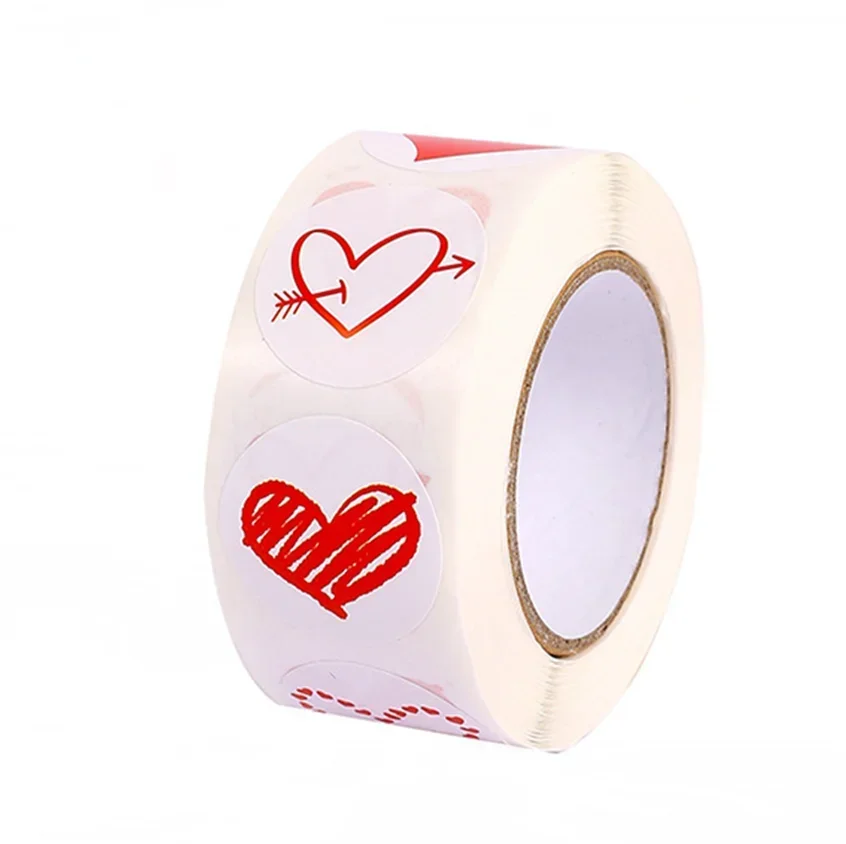 

100-500pcs Red Heart Stickers for Valentine's Day 1inch/2.5cm Baking Packaging Sticker Envelope Seals Love Decorative Stickers