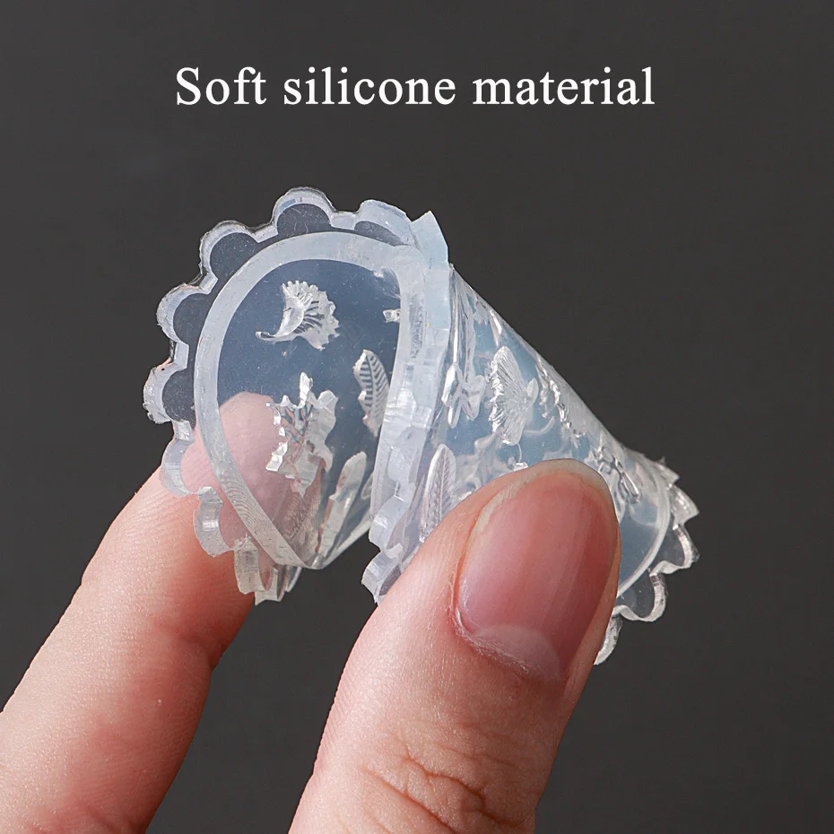 Flower Nail Art Stencil Silicone Carving Mold Rose Butterfly 3D Embossed Mould Relief Template Mini Nail Molds Manicure Art Tool 2