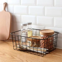 Hollow Iron Wired Basket Storage Baskets Metal Basket Without Interlining Bathroom Kitchen Organizer Black 4