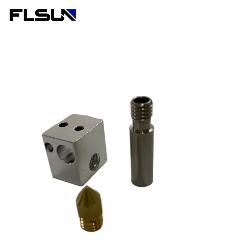 FLSUN Q5 Nozzle 3D Printer Accessories Hotend Kit Crater Squeeze Out Module Heating Block Throat Effector Parts Wholesale flsun v400 hotend aluminum block throat v6 module extruder 3d printer parts brass nozzle heat block printing head part