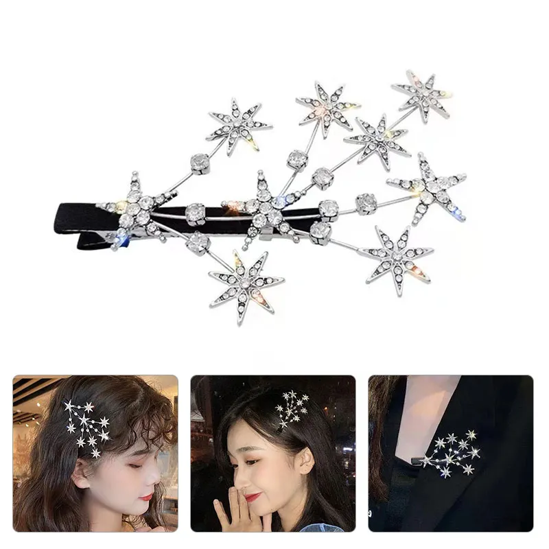 

Women Wedding Side Clip Hair jewelry Word Clip Crystal Gypsophila Hairpins Ornament Hair Clips Dreamy Luxury Girl Sweet