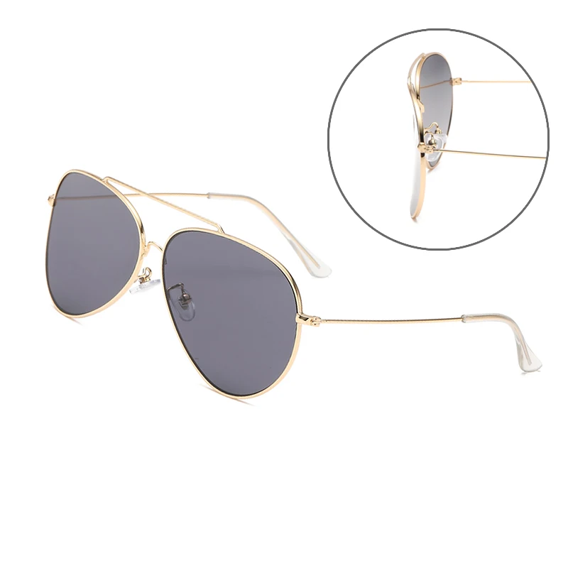 2023 New Double Beam Pilot Sun Glasses Reverse Curved Lens Metal Frame Sunglasses Male Driving Female 3