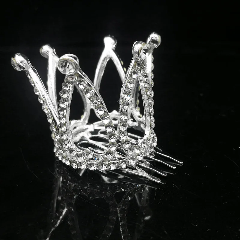 Fashion Luxury Silver Design Girl Crown Suitable Children Brithday Princess Crown Pretty Shiny Hair Ornament Versatile Hair Band