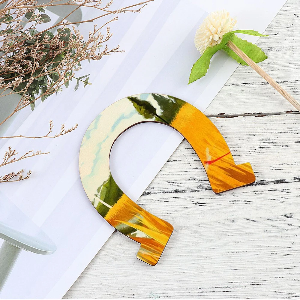 48Pcs Wood Discs Slices Horseshoe Shape Wood Gift Wooden Blanks Horseshoe Unfinished Wood Cutouts Natural Chip Shape