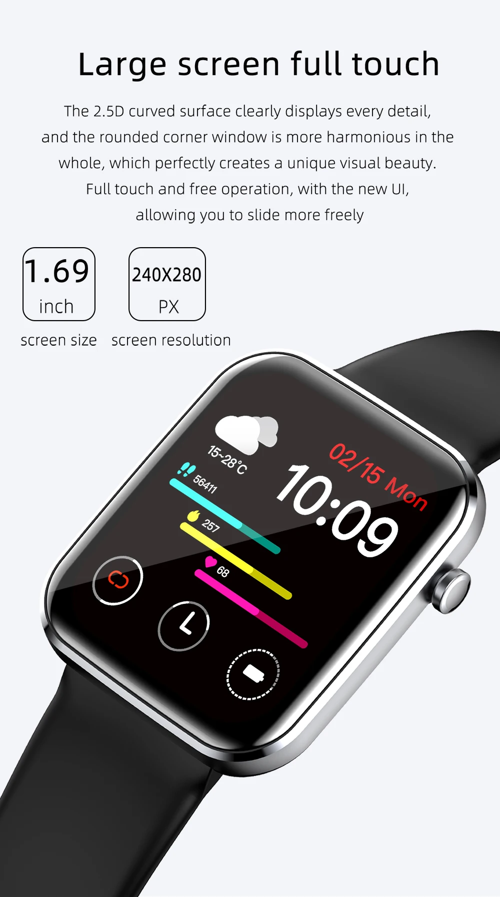 NEW 2022 1.69 Inch Smartwatch Men Full Touch Multi-Sport Mode With Smart Watch Women Heart Rate Monitor For iOS ȵ̵
