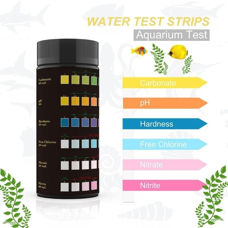 Aquarium Test Strips 50/100Pcs Aquarium Testing Strips for Freshwater Saltwater Pond 6/7-in-1 Test Strips for Fish Testing PH Nitrites Alkalinity