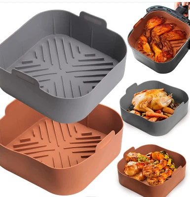 2 PCs Reusable Air Fryer Silicone Tray For Easy Cleaning Suitable For Round  Pizza Grill Pan Mats Air Fryer Baking Accessories - AliExpress