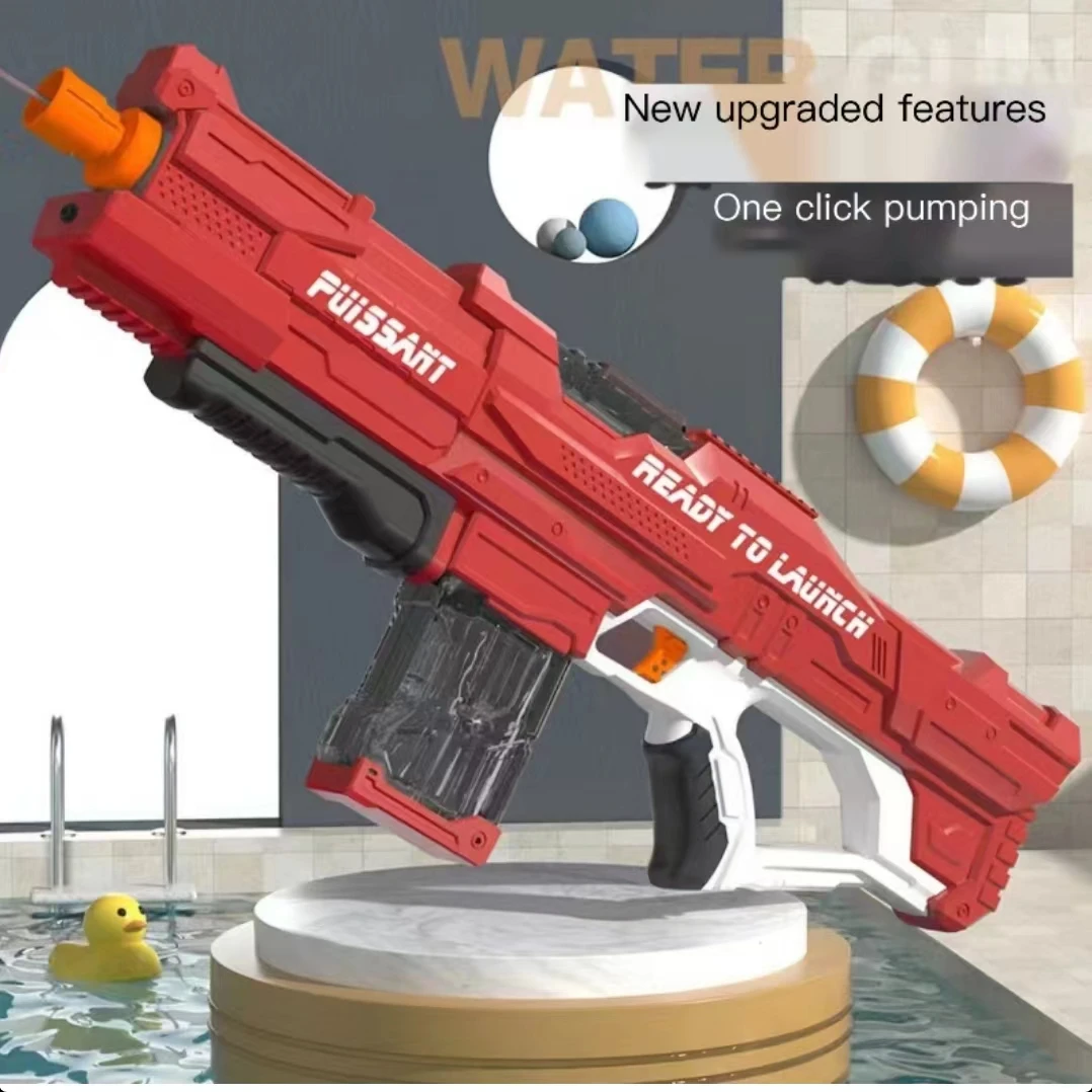 Electric Water Gun with Fully Automatic Suction and Continuous Firing Large Capacity Water Sucking Shooting Playing Summer Water Guns