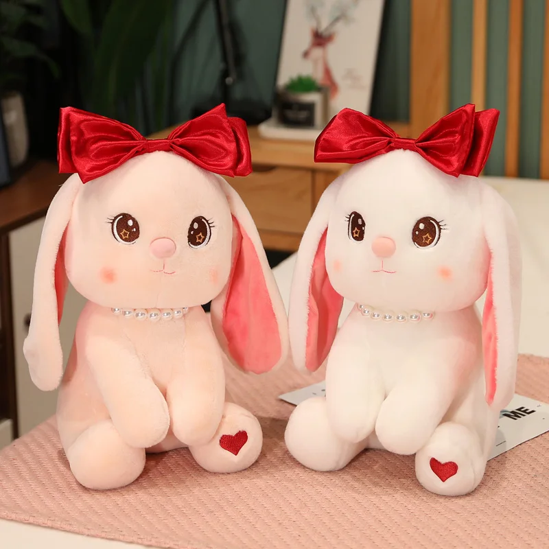 Kawaii Anime Cartoon Animal Rabbit Toy Heart Bunny Doll Gothic Rock Style  Plush Children Baby Toy Home Decoration Halloween Gift