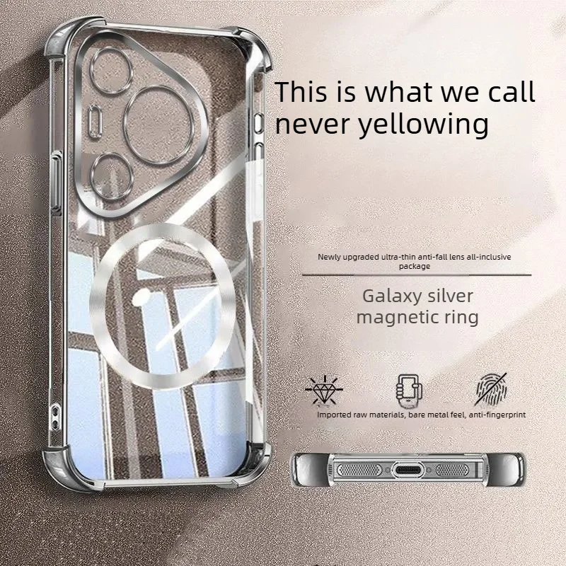 Luxury Plating Edge Transparent Phone Case - Shockproof Magnetic Protector Cover