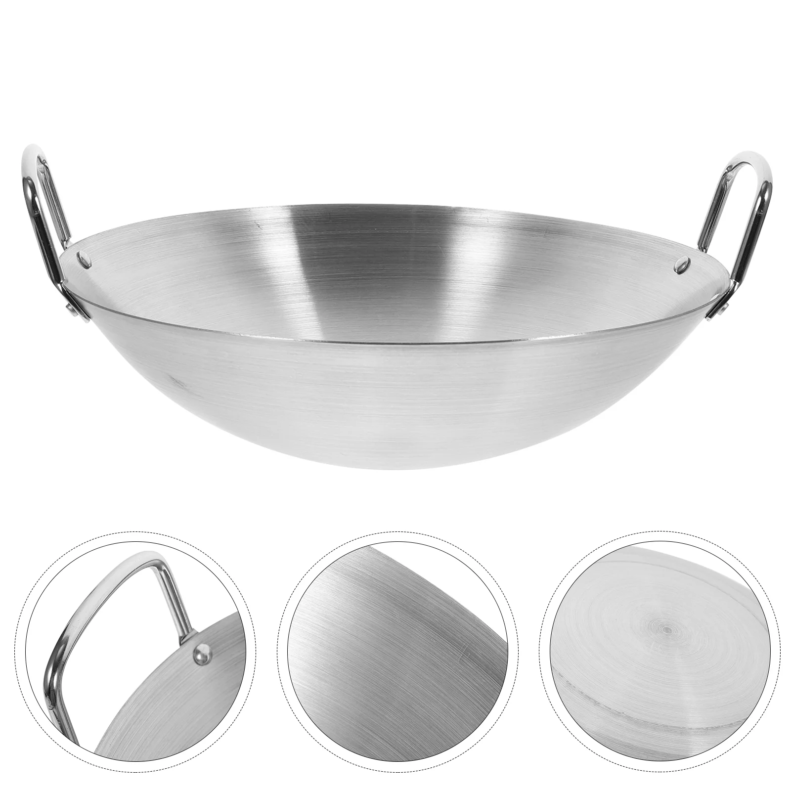 Emeril Forever Pans Large Wok Kitchen Accessory Stainless Steel Fry Pan  Round Bottom Wok 10 Inch Non- Stick Wok Skillet Lid