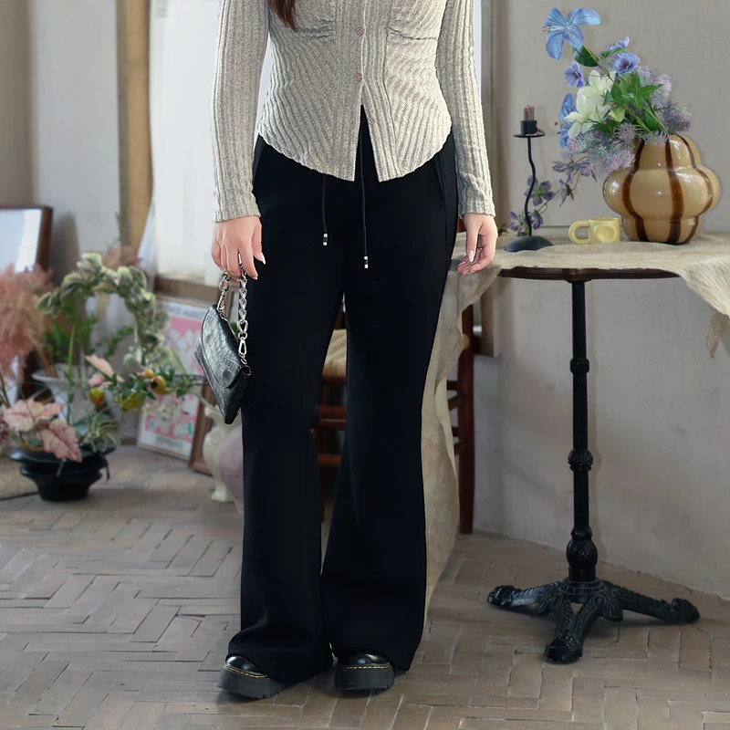 Plus Size Women's's Flare Pants Premium Retro Casual Stretch Slim American Spice Girl Trousers Autumn 2025