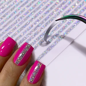 3D линии, наклейки для ногтей, серебристые, розовые, золотистые металлические полосатые буквы, наклейки, изогнутые гелевые Слайдеры для ногтей, декор для маникюра
