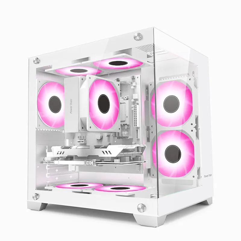 Power Train Seaview Glaze MATX Case Panoramic Side Transparency Without Pillars Support 240 WaterCooler Computer Desktop Chassis pc case pc chassis computer chassis frame