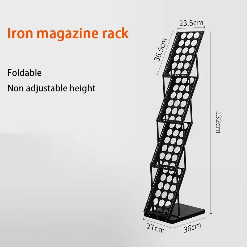 Aluminum Alloy Folding Magazine Rack Acrylic Exhibition Bookshelf Newspaper Storage Cabinet Office Modern Bookcase Easy Assembly