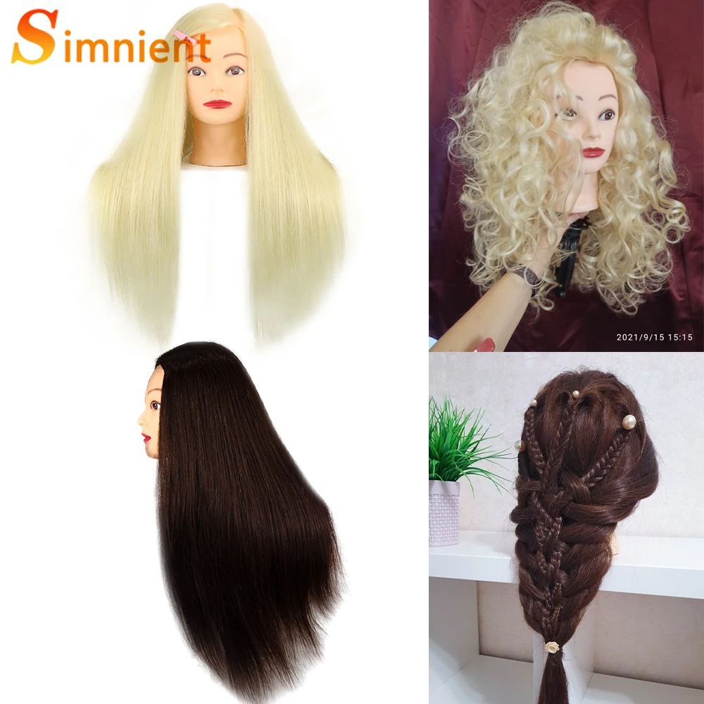 Manequim feminino treinamento boneca cabeça com suporte tripé, 80% cabelo real, cabeleireiro, bonecas de cosmetologia, novo