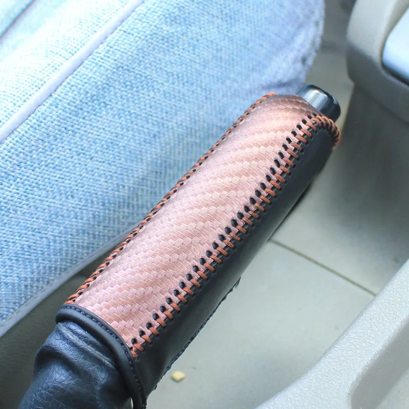 Carbon Fiber Car Leather Handbrake Cover Protective Sleeve Hand Brake Protection Car Interior Accessories hand brake cover car interior accessories